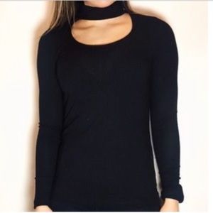 DREW black choker long sleeve